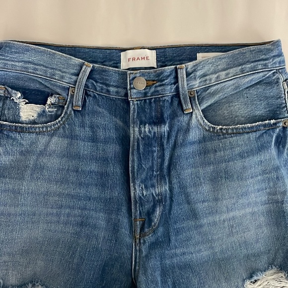 Frame Heritage Le Original Denim Jeans Size 30 Destroyed Button Fly Cropped - Picture 6 of 11